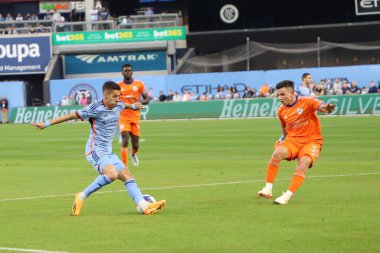 2023 MLS Normal Sezon: New York City FC Cincinnati 'ye karşı. 31 Mayıs 2023, New York, ABD: New York City FC ile MLS Doğu Konferansı için geçerli olan Cincinnati arasındaki futbol maçı, 31 Mayıs Çarşamba günü New York Yankee Stadyumu 'nda oynanacak.). 