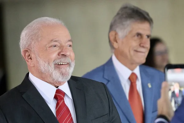 Lula Ottaa Vastaan Suomen Presidentin Sauli Niinistin Kesäkuuta 2023 Brasilia — kuvapankkivalokuva