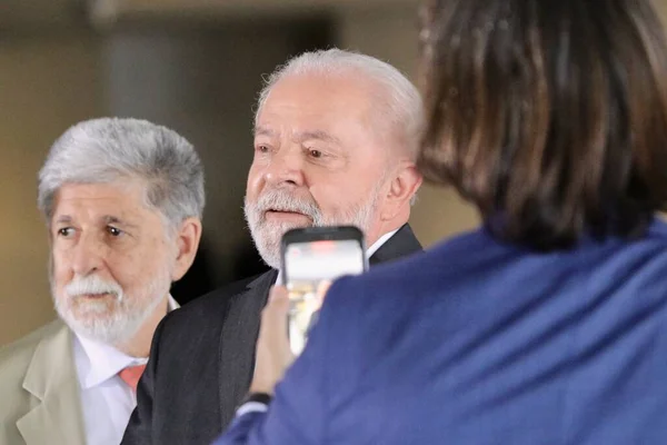 Lula Fogadja Finnország Elnökét Sauli Niinistát 2023 Június Brazília Szövetségi — Stock Fotó