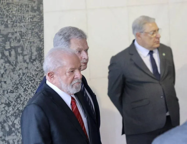 Lula Recebe Presidente Finlândia Sauli Niinista Junho 2023 Brasília Distrito — Fotografia de Stock