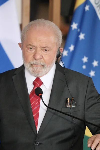 Conférence Presse Avec Lula Sauli Niinist 1Er Juin 2023 Brasilia — Photo