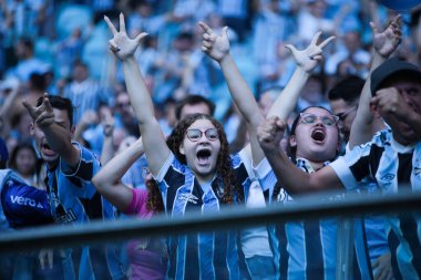 Brezilya Futbol Şampiyonası: Gremio, Sao Paulo 'ya karşı. 4 Haziran 2023, Porto Alegre, Rio Grande do Sul, Brezilya: Gremio ve Sao Paulo arasındaki futbol maçı, Gremio 'da düzenlenen dokuzuncu tur Brezilya Futbol Şampiyonası için geçerli.