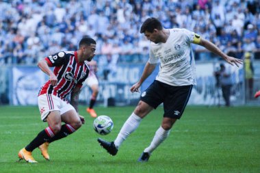 Brezilya Futbol Şampiyonası: Gremio, Sao Paulo 'ya karşı. 4 Haziran 2023, Porto Alegre, Rio Grande do Sul, Brezilya: Gremio ve Sao Paulo arasındaki futbol maçı, Gremio 'da düzenlenen dokuzuncu tur Brezilya Futbol Şampiyonası için geçerli.