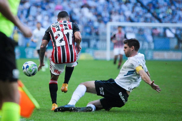 stock image Brazilian Soccer Championship: Gremio vs Sao Paulo. June 4, 2023, Porto Alegre, Rio Grande do Sul, Brazil: Soccer match between Gremio and Sao Paulo, valid for the ninth round of Brazilian Soccer Championship, held at Gremio Aren