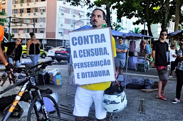 리우데자네이루 2630 반대하는 2023 브라질 리우데자네이루 Vem Pra Rua 운동에 — 스톡 사진