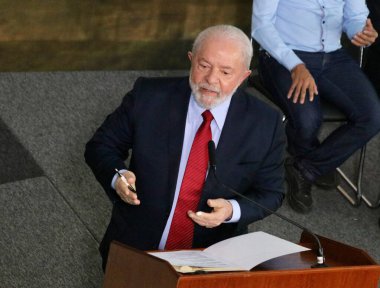 Dünya Çevre Günü 'nde Lula. 5 Haziran 2023, Brezilya Federal Bölgesi: Brezilya Cumhurbaşkanı Luiz Inacio Lula da Silva (PT), Dünya Çevre Günü töreninde Brasilia 'daki Planalto Sarayı' nda düzenlendi..