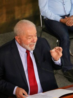 Dünya Çevre Günü 'nde Lula. 5 Haziran 2023, Brezilya Federal Bölgesi: Brezilya Cumhurbaşkanı Luiz Inacio Lula da Silva (PT), Dünya Çevre Günü töreninde Brasilia 'daki Planalto Sarayı' nda düzenlendi..