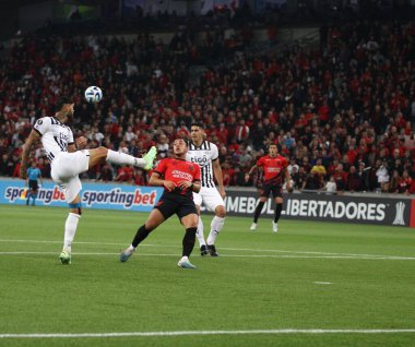 Copa Libertadores: Athletico PR Libertad 'a karşı. 6 Haziran 2023, Curitiba, Parana, Brezilya: Athletico PR ve Libertad arasındaki futbol maçı Arena da Baixada 'da Copa Libertadores' in grup aşaması için geçerli. Athletico 1-0 kazandı..
