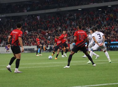 Copa Libertadores: Athletico PR Libertad 'a karşı. 6 Haziran 2023, Curitiba, Parana, Brezilya: Athletico PR ve Libertad arasındaki futbol maçı Arena da Baixada 'da Copa Libertadores' in grup aşaması için geçerli. Athletico 1-0 kazandı..