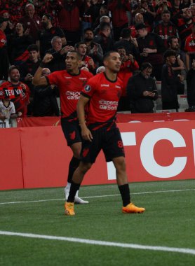 Copa Libertadores: Athletico PR Libertad 'a karşı. 6 Haziran 2023, Curitiba, Parana, Brezilya: Athletico PR ve Libertad arasındaki futbol maçı Arena da Baixada 'da Copa Libertadores' in grup aşaması için geçerli. Athletico 1-0 kazandı..