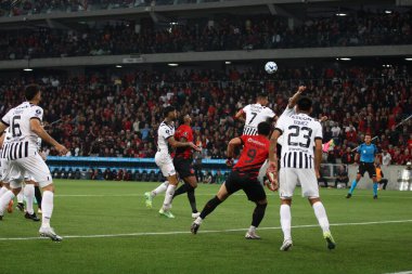 Copa Libertadores: Athletico PR Libertad 'a karşı. 6 Haziran 2023, Curitiba, Parana, Brezilya: Athletico PR ve Libertad arasındaki futbol maçı Arena da Baixada 'da Copa Libertadores' in grup aşaması için geçerli. Athletico 1-0 kazandı..