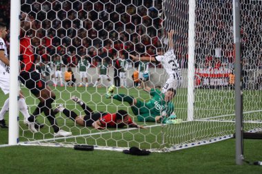 Copa Libertadores: Athletico PR Libertad 'a karşı. 6 Haziran 2023, Curitiba, Parana, Brezilya: Athletico PR ve Libertad arasındaki futbol maçı Arena da Baixada 'da Copa Libertadores' in grup aşaması için geçerli. Athletico 1-0 kazandı..