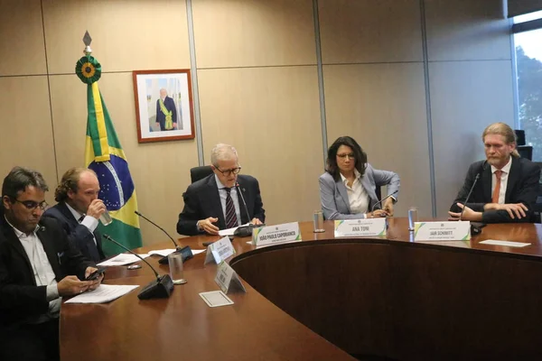 Пресс Конференция Борьбе Обезлесением Амазонии Июня 2023 Года Бразилиа Федеральный — стоковое фото