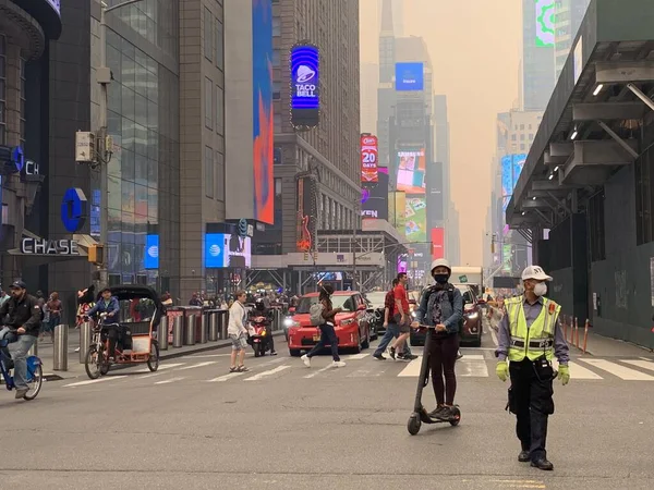 Time Square Nyc Smoke Canada Fires Juin 2023 New York — Photo