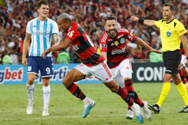 Rio de Janeiro (RJ), 06 / 08 / 2023 - LIBERTADORES / FLAMENGO / RACING / RJ - Wesley do Flamengo gol atıyor ve grup safhaları için geçerli olan Racing maçında golünü kutluyor. A grubu, Libertadores da America 2023 'ün 5. raundu.