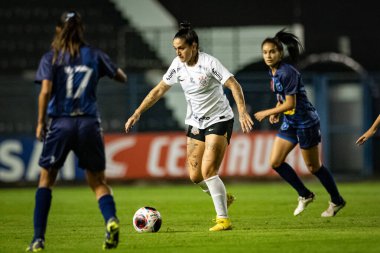 Sao Paulo (SP), Brezilya 06 / 08 / 2023 - Bu Perşembe Sao Paulo 'daki Alfredo Schurig Stadyumu' nda düzenlenen Paulistao Feminino 2023 'ün 6. turu için geçerli olan Corinthians ve Realidade Jovem arasındaki maç 