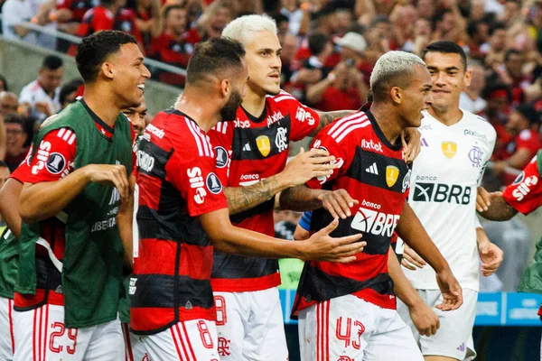 Rio Janeiro 2023 Libertadores Flamengo Racing Wesley Flamengo Erzielt Und — Stockfoto