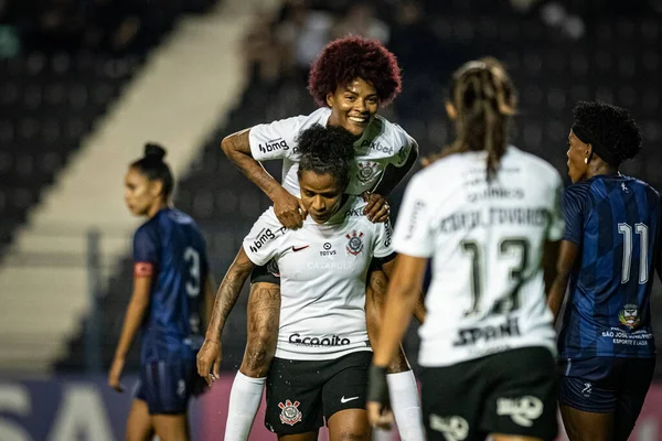 stock image Sao Paulo (SP), Brazil 06/08/2023 - Match between Corinthians and Realidade Jovem, valid for the 6th round of the Paulistao Feminino 2023, held at the Alfredo Schurig Stadium, in Sao Paulo, this Thursday 