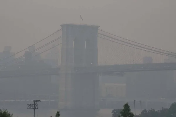 Incêndios Florestais Canadá Junho 2023 Nova York Nova York Eua — Fotografia de Stock