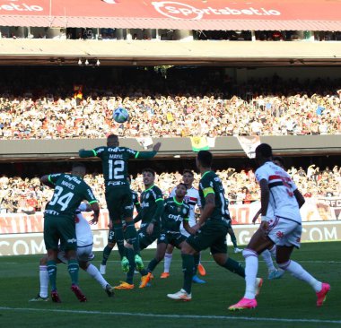 SAO PAULO (SP), Brezilya 06 / 11 / 2023 - Sao Paulo ve Palmeiras arasındaki maç, 2023 Brezilya Şampiyonası 'nın 10. turu için geçerli, bu Pazar öğleden sonra, Morumbi' de, 11 Haziran 2023. 