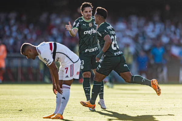 Sao Paulo Brazil 2023 Gabriel Menino Celebrates His Goal Match — Stock Photo, Image