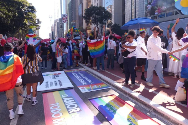 Sao Paulo 2023 Lgbtqia Parade Pride Movimiento Del Público Durante —  Fotos de Stock