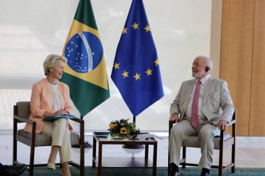 Avrupa Komisyonu Başkanı 'nın Palacio do Planalto' daki toplantısı. 12 Haziran 2023. Brasilia, Distrito Federal, Brezilya: Brezilya Federatif Cumhuriyeti Başkanı Luiz Inacio Lula da Silva 