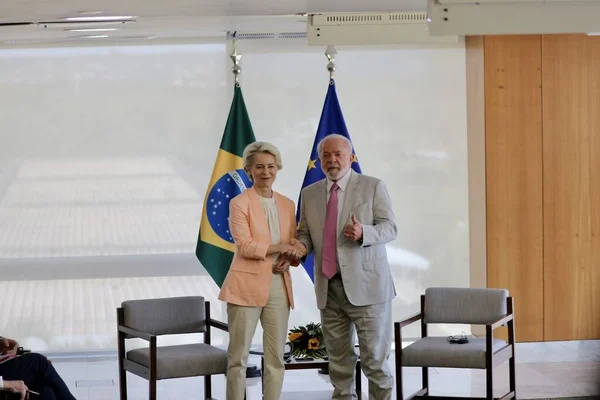 Avrupa Komisyonu Başkanı Nın Palacio Planalto Daki Toplantısı Haziran 2023 — Stok fotoğraf
