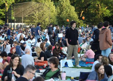 Parktaki New York Filarmoni Konserleri. 14 Haziran 2023, New York, ABD: New York Filarmoni Orkestrası da dahil olmak üzere birçok kişinin katılımıyla New York 'taki Central Park Great Lawn' da düzenlenen Parklardaki konserler.