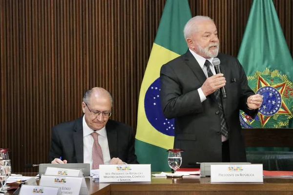 Міністерство Зустрічається Президентом Бразилії Червня 2023 Року Бразиліа Федеральний Округ — стокове фото
