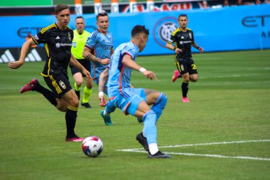 2023 MLS Normal Sezon: New York City FC, Columbus Crew 'a karşı. 17 Haziran 2023, New York, ABD: New York City FC ve Columbus Crew arasındaki futbol maçı, Major League Soccer (MLS) Doğu Konferansı için geçerli, New York Yankee Stadyumu 'nda