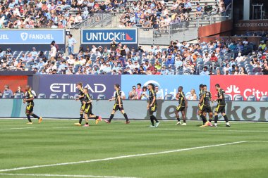 MLS Normal Sezon 2023 New York City FC, Columbus Crew 'a karşı. 17 Haziran 2023, New York, ABD: Columbus Crew 'dan Christian Ramirez, New York City FC ve Columbus Crew arasında oynanan bir futbol maçında gol attı ve golünü kutladı.