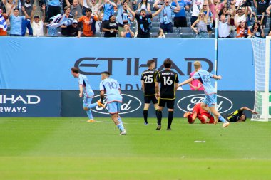 MLS Normal Sezon 2023 New York City FC, Columbus Crew 'a karşı. 17 Haziran 2023, New York, ABD: New York City FC 'den Gabriel Segal, New York City FC ile Columbus Crew arasında oynanan ve Doğu Konferansı için geçerli olan futbol maçında golünü attı ve kutladı.