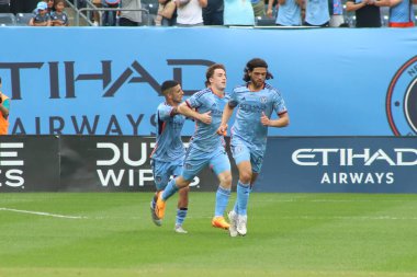 MLS Normal Sezon 2023 New York City FC, Columbus Crew 'a karşı. 17 Haziran 2023, New York, ABD: New York City FC 'den Gabriel Segal, New York City FC ile Columbus Crew arasında oynanan ve Doğu Konferansı için geçerli olan futbol maçında golünü attı ve kutladı.