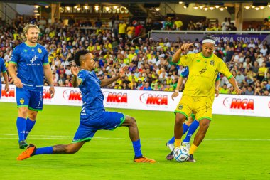 Orlando (ABD), Orlando City 'deki Exploria Stadyumu' nda eski oyuncular Ronaldinho ve Roberto Carlos tarafından düzenlenen festivalin ikinci sayısı.. 