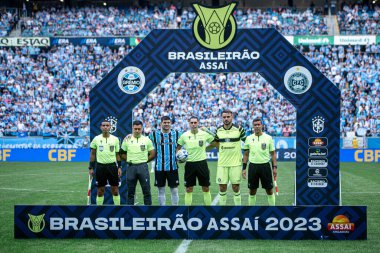 PORTO ALEGRE (RS), Brezilya 06 / 25 / 2023 - Gremio ve Coritiba arasındaki maç, Brasileirao 'nun 12.' si için geçerli, Porto Alegre 'nin kuzey bölgesindeki Arena do Gremio' da, bu pazar öğleden sonra, 25 Haziran 2023. 