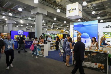 New York 'taki 67. Yaz Süslü Yemek Şovu. 25 Haziran 2023, New York, ABD: 67. Süslü yemek fuarı 25-27 Haziran tarihleri arasında Javits Kongre Merkezi 'nde gerçekleşti. ABD 'deki en büyük B2B spesiyal gıda etkinliğidir.