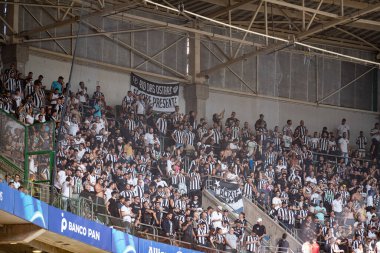 Sao Paulo (SP), Brezilya 06 / 25 / 2023 - Palmeiras ve Botafogo arasında oynanan karşılaşmada Botafogo taraftarları, 2023 Brezilya Şampiyonası 'nın 12. turu için geçerli, Sao Paulo' nun batı bölgesindeki Allianz Parque 'da düzenlendi.