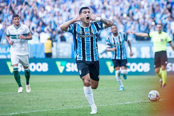 Porto Alegre Brasile 2023 Cristaldo Segna Celebra Suo Gol Una — Foto Stock