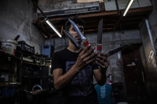 Preparativi Eid Adha Giugno 2023 Gaza Palestina Gli Operai Palestinesi — Foto Stock