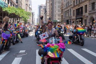 2023 New York City Pride March. June 25, 2023, New York, New York, USA: Members of Sirens MC NYC participate in the annual New York City Pride Parade on June 25, 2023 in New York City. clipart
