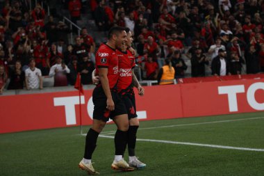 Curitiba (PR), Brezilya 27 / 06 / 2023 - Athletico PR 'dan Vitor Roque, Libertadores 2023' ün grup safhasının 6. turu için geçerli olan Alianza Lima 'ya karşı 2. golünü attı ve kutluyor 