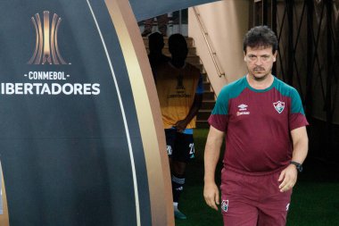Rio de Janeiro (RJ), Brezilya 06 / 27 / 2023 - Fluminense antrenörü Fernado Diniz, Fluminense Sporting Cristal ile grup aşamaları için geçerli bir maç yaptı. D grubu, Amerika 'nın 6 Libertadore' unun 6 raundundan 6 'sı 2023