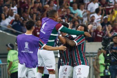 Rio de Janeiro (RJ), Brezilya 06 / 27 / 2023 - Cano do Fluminense skoru ve grup aşamaları için geçerli olan Fluminense Sporting Cristal arasındaki maçtaki amacını kutluyor. 