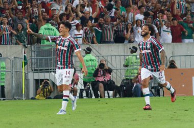 Rio de Janeiro (RJ), Brezilya 06 / 27 / 2023 - Cano do Fluminense skoru ve grup aşamaları için geçerli olan Fluminense Sporting Cristal arasındaki maçtaki amacını kutluyor. 