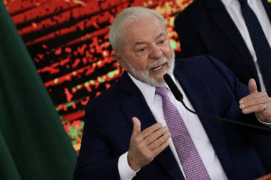 Brasilia (DF), Brzil 06 / 27 / 2023 - Brezilya Federatif Cumhuriyeti Başkanı Luiz Inacio Lula da Silva 2023 / 2024 Ekin Planının açılış töreninde; bu sabah, 27 Haziran 2023