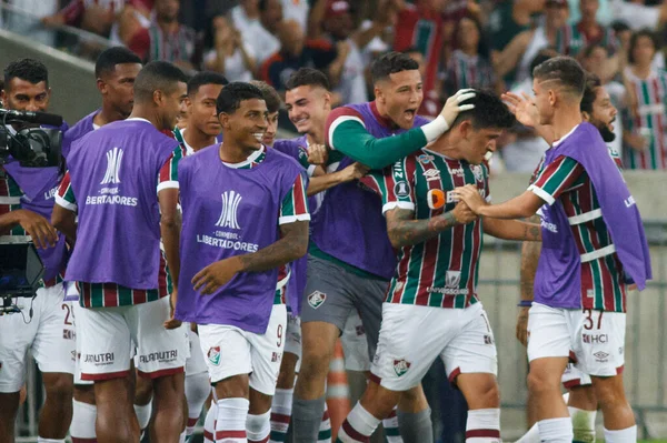 Rio de Janeiro (RJ), Brezilya 06 / 27 / 2023 - Cano do Fluminense skoru ve grup aşamaları için geçerli olan Fluminense Sporting Cristal arasındaki maçtaki amacını kutluyor. 