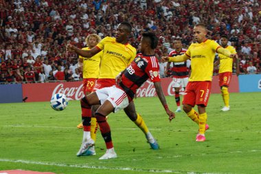 Rio de Janeiro (RJ), Brezilya 06 / 28 / 2023 - Bruno Henrique do Flamengo do Flamengo, grup aşamaları için geçerli, Libertadores da America 2023, Mario Filho stadyumunda (Maracana do Flamengo)