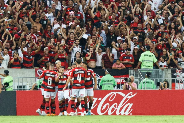 Rio Janeiro Brasil 2023 Celebração Gol Pedro Flamengo Partida Entre — Fotografia de Stock