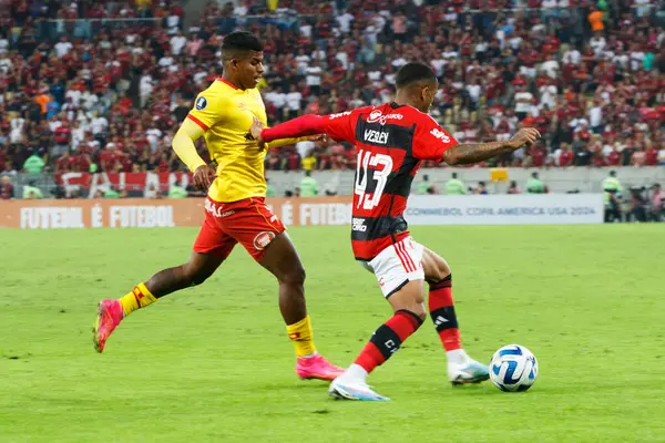Rio Janeiro Brasilien 2023 Wesley Aktion Spiel Zwischen Flamengo Und — Stockfoto
